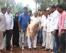 J R Lobo lays foundation for concreting road works in Bajal